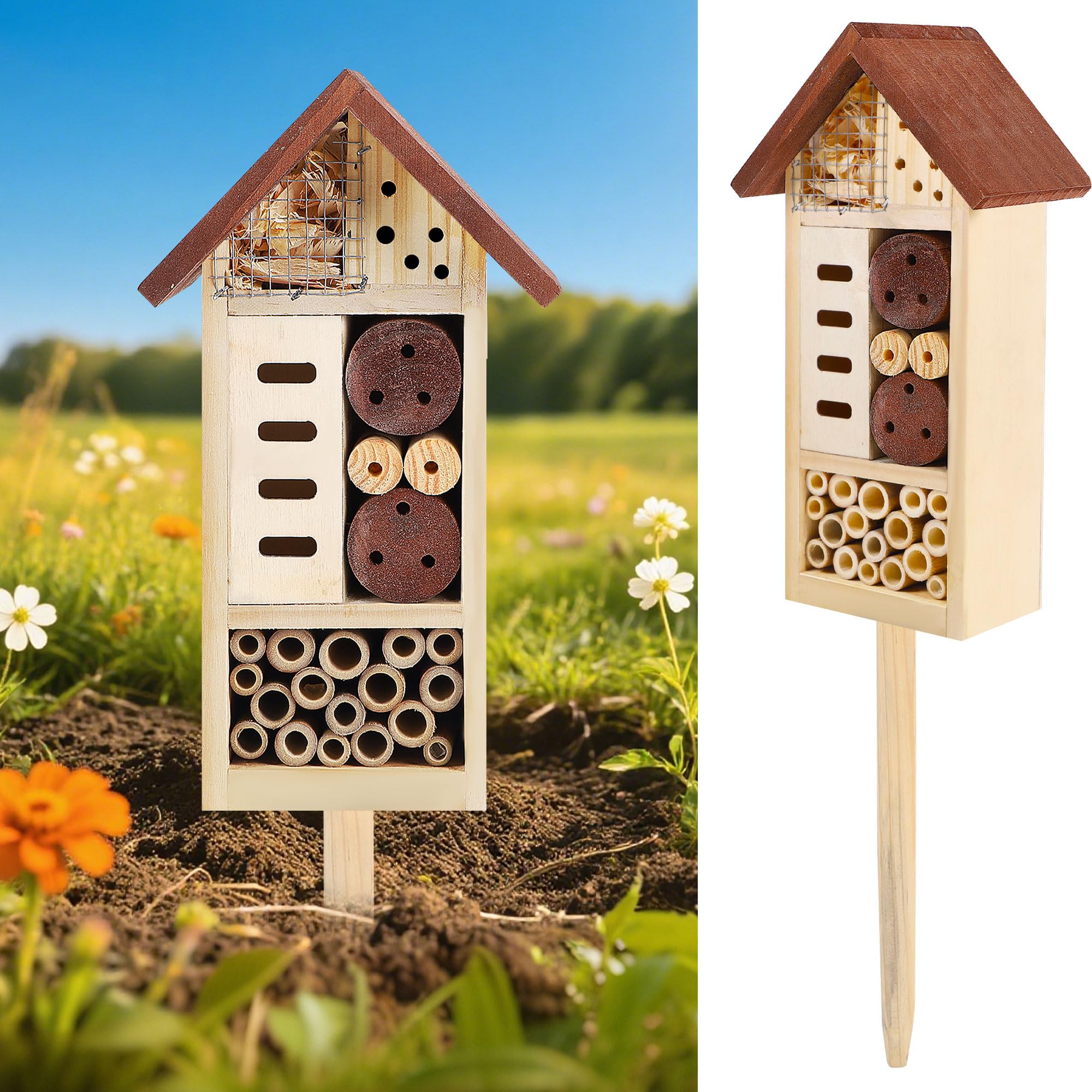 Amazon.com: Lulu Home Wooden Insect House with Stake, 19.7 X 3.4 X